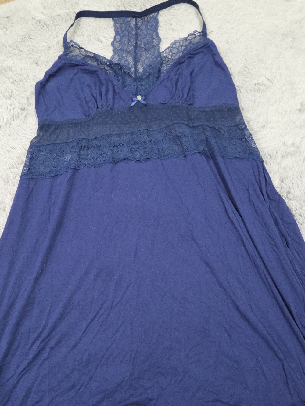 Adore Me Women's Navy Lace-Trim Sleep Chemise